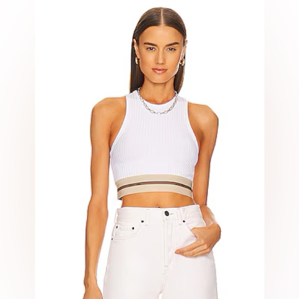 Helmut Lang Rib Crop Tank in Optic White